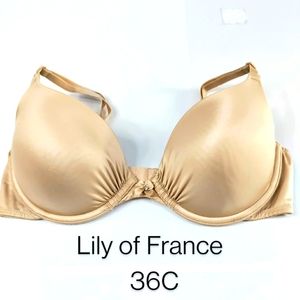 Lily of France Perfect Lift Padded T-Shirt Convertible Bra 36C Beige